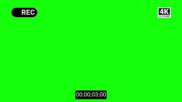 Animated Camera Recording Screen Green Screen, REC Viewfinder with Timer video