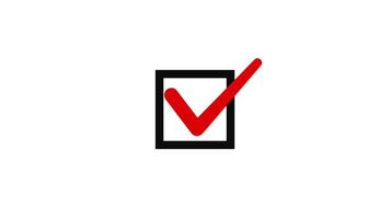 Check Mark Animation in Checkbox with Red Tick on White Background for Task Completion or Approval Notification video