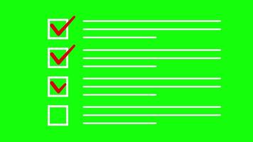 Animated Checklist Green Screen, Completed Task List with Red Check Marks video