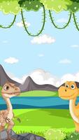 Interactive dinosaur animation teaching counting with colorful visuals and engaging transitions, set in a prehistoric landscape video
