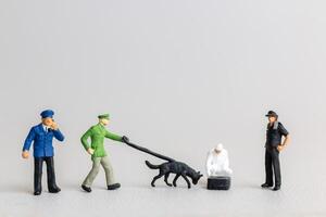 Miniature Crime Scene Investigation with Police and Dog photo