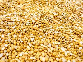 Closeup of Yellow Split Lentils or Chana Dal photo