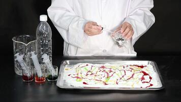 Colorful reaction with baking soda and vinegar video