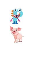 Playful animation introducing the letter P with a cartoon pig and character on a white background video
