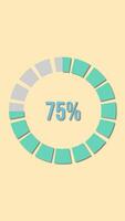 Circular progress bar animation increases from 16 to 100 over eight seconds, featuring teal segments on a yellow background video