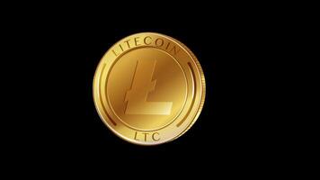 A 20-second animation showcasing rotating Litecoin coins against a black background, highlighting digital currency dynamics video