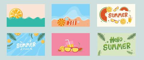 colorful summer themed background bundle vector