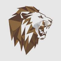 Geometric Lion Roaring Fiercely A Polygonal Interpretation of Regal Power and Ferocity Symbolizing Strength Courage and Leadership vector