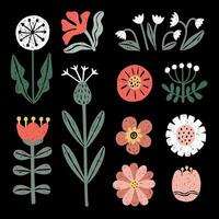 Wildflower Hand Drawn Set in Folk Style vector