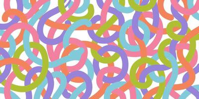 Fun colorful line doodle pattern on white vector