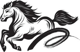 Galloping Horse in Ink Style Calligraphy Silhouette of a illustration vector