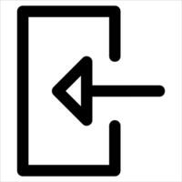 unique black and white icon of a door with an arrow pointing to it in white background vector