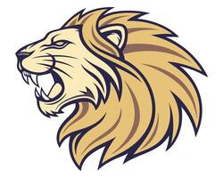 Fierce roaring lion head logo design with golden mane ready for use in various designs vector