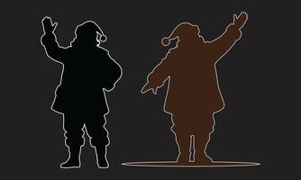 Silhouettes of Santa Claus Figures in Black and Brown with White Outlines vector