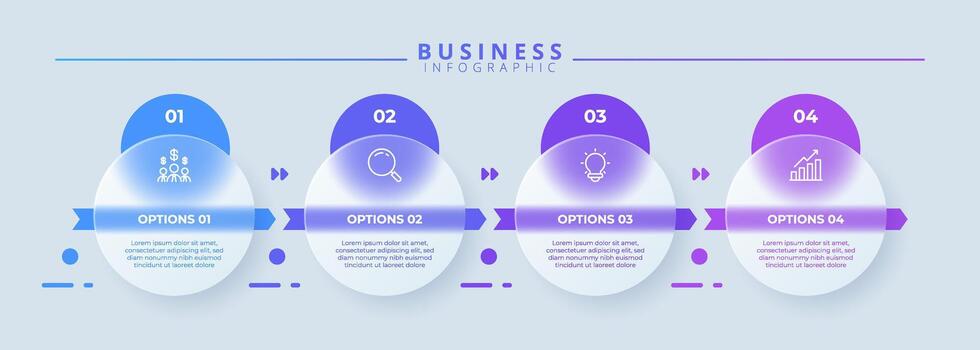 Editable infographic template with icons and 4 steps or options. Great for process diagrams, workflow layouts, flow charts, presentations vector