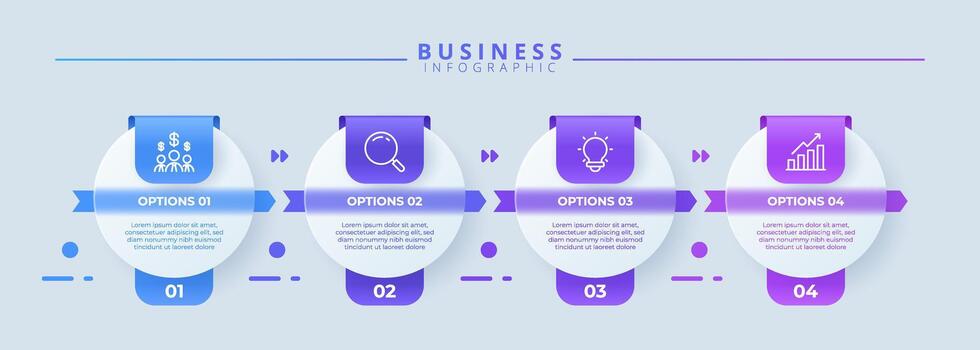 Editable infographic template with icons and 4 steps or options. Great for process diagrams, workflow layouts, flow charts, presentations, and banners. vector