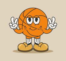 basketball mascot cartoon character in retro style. fun, colorful, and playful illustration for sports themed design vector