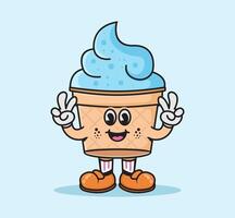 retro ice cream mascot cartoon character. fun, colorful, and playful illustration perfect for dessert or summer themed design vector
