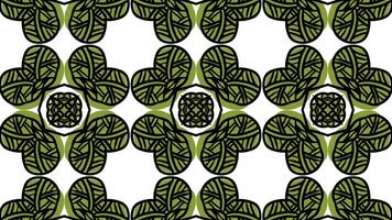 Abstract vintage kaleidoscopic green leaves pattern. loop animation. doodle lines pattern. video