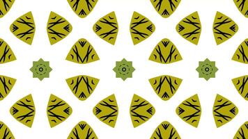 Abstract vintage kaleidoscopic green leaves pattern. loop animation. exotic tropical pattern. video