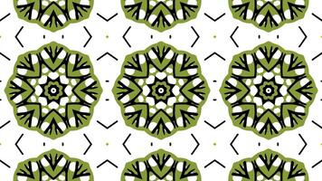 Abstract vintage kaleidoscopic green leaves pattern. loop animation. Symmetrical floral pattern. video