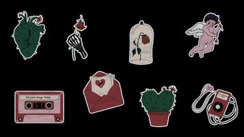 Unfolded Paper Sticker of Stickers. Anti Valentine's day concept. Alpha channel transparency video