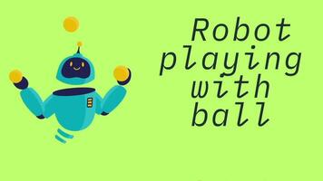 Robot playing with ball animation isolated on green screen background video