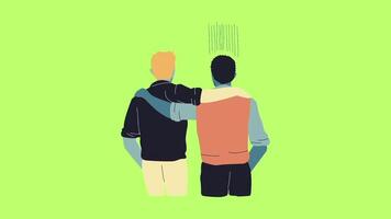 Supportive Friendship Comforting Gesture Animation on Green Screen background video