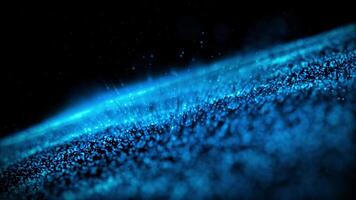 A mesmerizing abstract background featuring a wave of glowing blue particles undulating across a dark expanse, creating a sense of digital data flow, cosmic energy, or flowing liquid. video