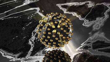 Exploration of molecular structure with intricate designs and reflections in a futuristic environment video