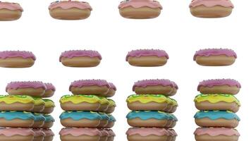 donuts queue fall on white background video