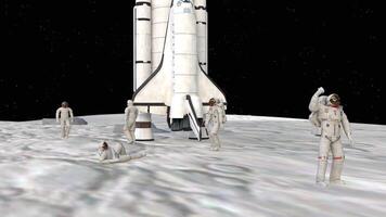 Spacecraft on the surface of the Moon with astronaut video