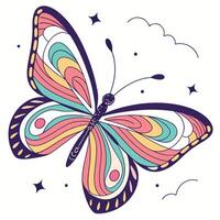 Colorful butterfly with swirling wing patterns and decorative elements insect wings vector