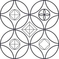 Geometric floral pattern with intersecting circles and squares abstract vector
