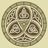 Beige Brown Celtic Knotwork Mandala Interwoven Design Circular Pattern vecto vector