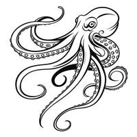 Stylized octopus with flowing tentacles and suckers cephalopod marine life vector