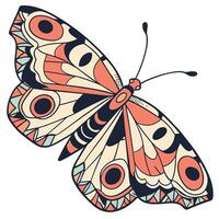 Illustration Colorful Butterfly Cream Coral Teal Geometric Pattern Wings Insect vector