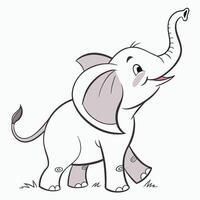 Cartoon baby elephant with trunk raised and big ears vecto illustration vector
