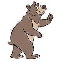 Friendly cartoon bear waving hello with a smile illustration animal vector