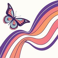 Abstract butterfly with flowing colorful stripes insect wings vector