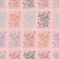 Seamless pattern with musical treble clef composition with notes and stars vector