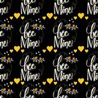 Be mine. Hand lettering. Seamless pattern. vector