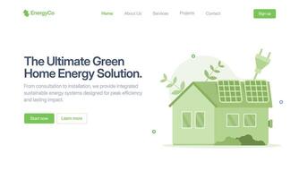 Green home energy solution with solar panels vector