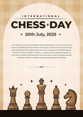 International Chess Day Celebration Poster with Chess Piece Icons
