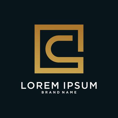 Letter logo design initial C for company or person. Creative square concept. Premium