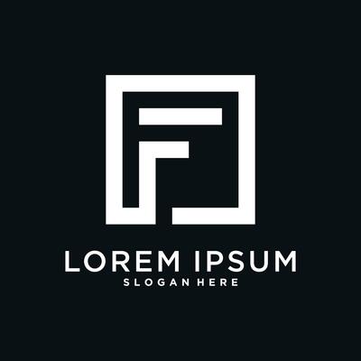 Letter logo design initial F for company or person. Creative square concept. Premium