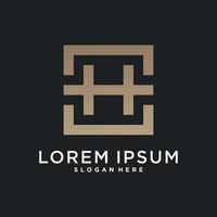 Letter logo design initial H for company or person. Creative square concept. vector
