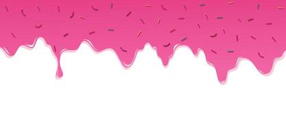Decorative background showing pink creamy border dripping with festive sprinkles. Perfect for party graphics, cake shops, or playful food banners vector