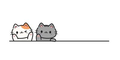Cute cat waving hand to greeting hand drawn cartoon doodle on white background with copy space vector
