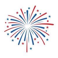 Red Blue Fireworks Burst Stars Celebration Design Graphic Illustration Patriotic Theme Ataullah vector